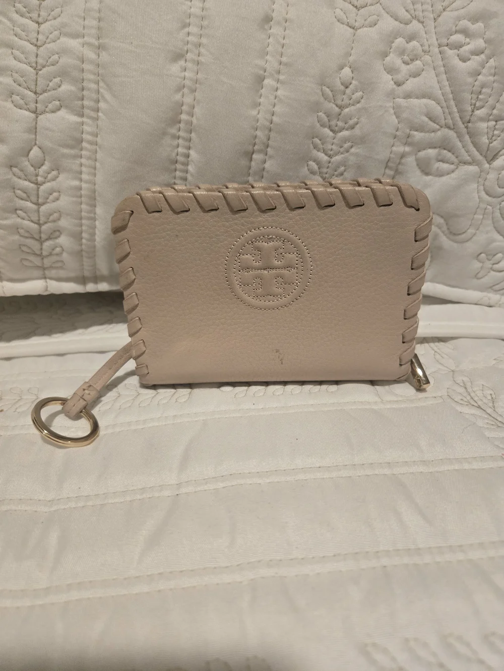 Tory Burch Whipstitch Leather Zip Wallet - Blush